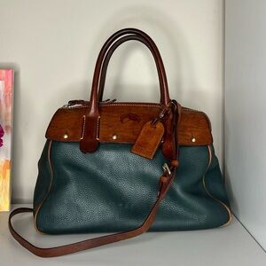 Dooney & Bourke Green and Brown Leather Satchel